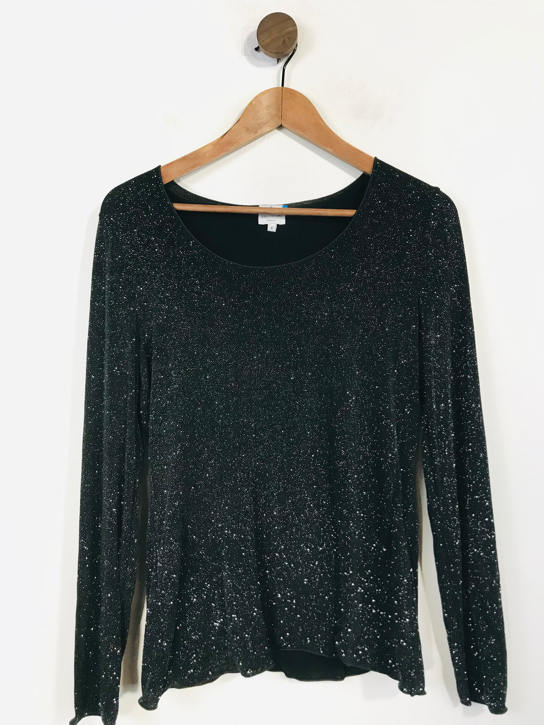 Armani Women's Long Sleeve Shimmery T-Shirt | UK8 | Black