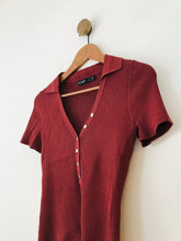 Load image into Gallery viewer, Karen Millen Women&#39;s Knit Henley T-Shirt | M UK10-12 | Red
