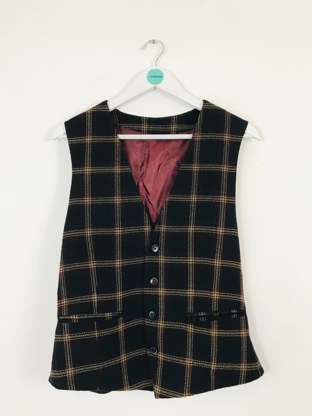 Zara Men’s Check Waistcoat Suit Vest | M | Black