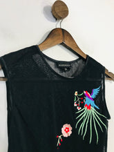 Load image into Gallery viewer, Warehouse Women&#39;s Embroidered Sheer Tank Top | UK10 | Black
