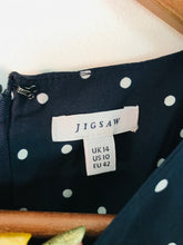 Load image into Gallery viewer, Jigsaw Women&#39;s Silk Polka Dot A-Line Dress | UK14 | Blue
