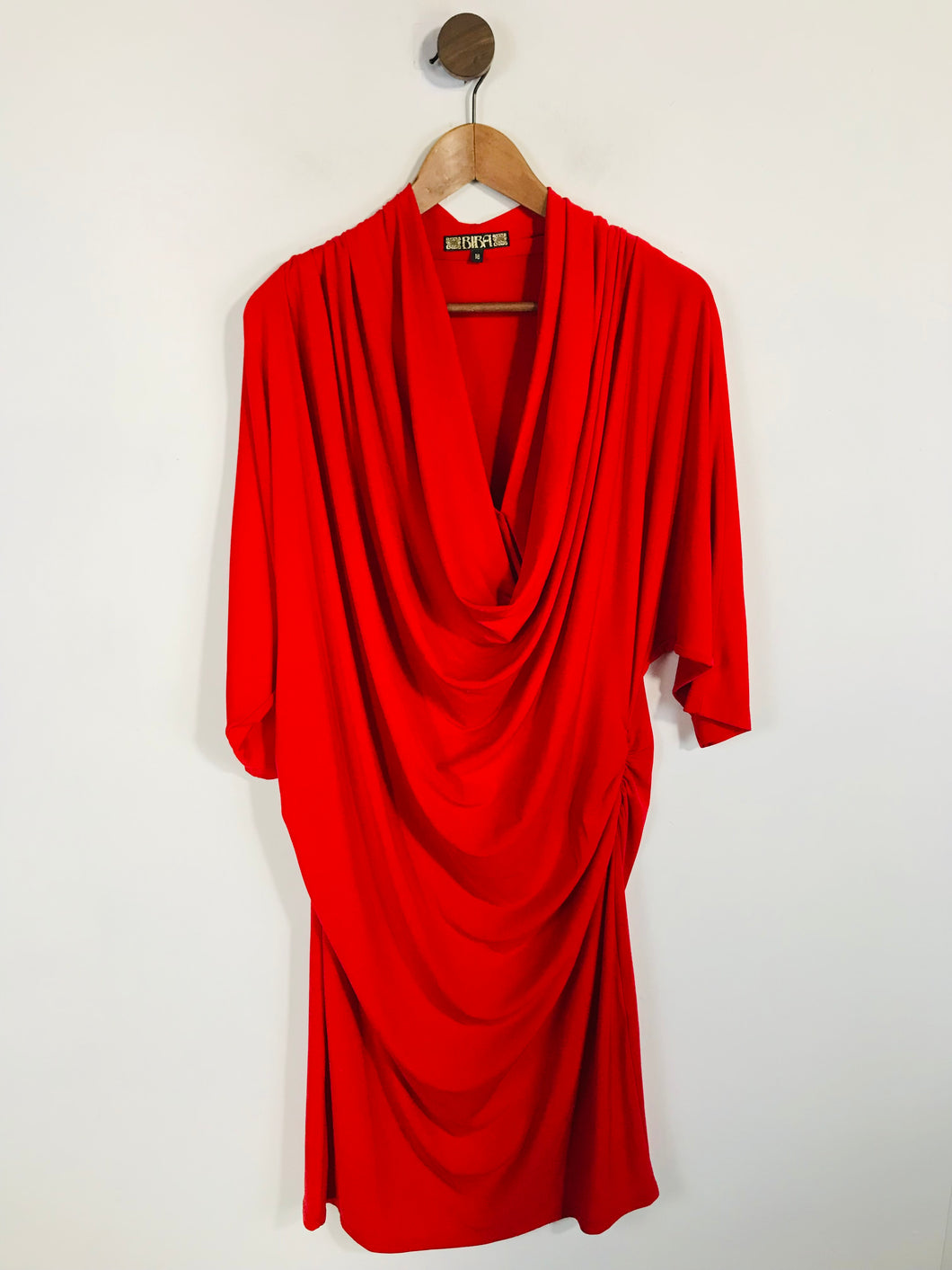 Biba Women's Cowl Neck Ruched Sheath Dress | UK18 | Red