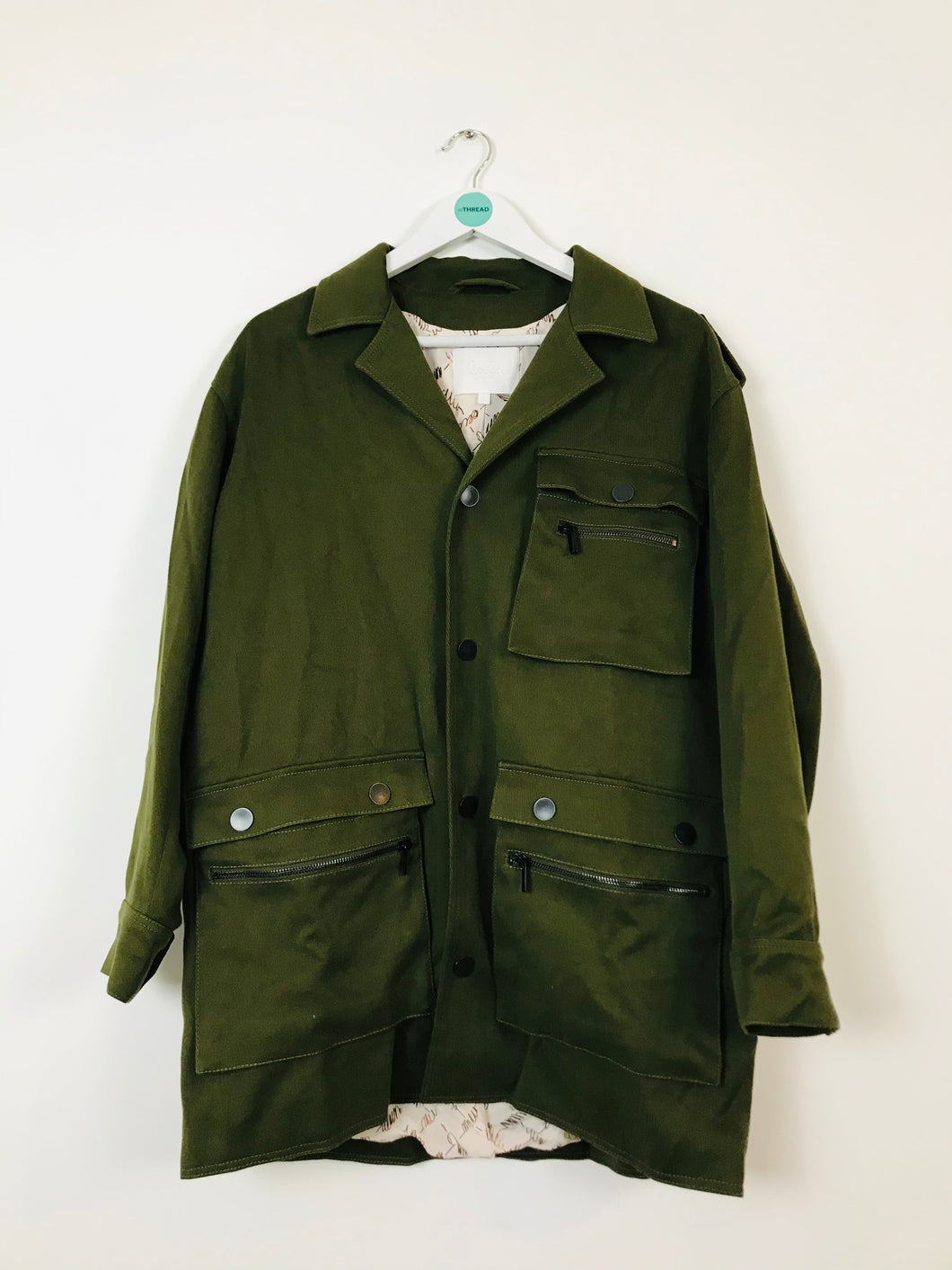 Lala Berlin Womens Military Oversized Jacket Coat | M | Khaki Green