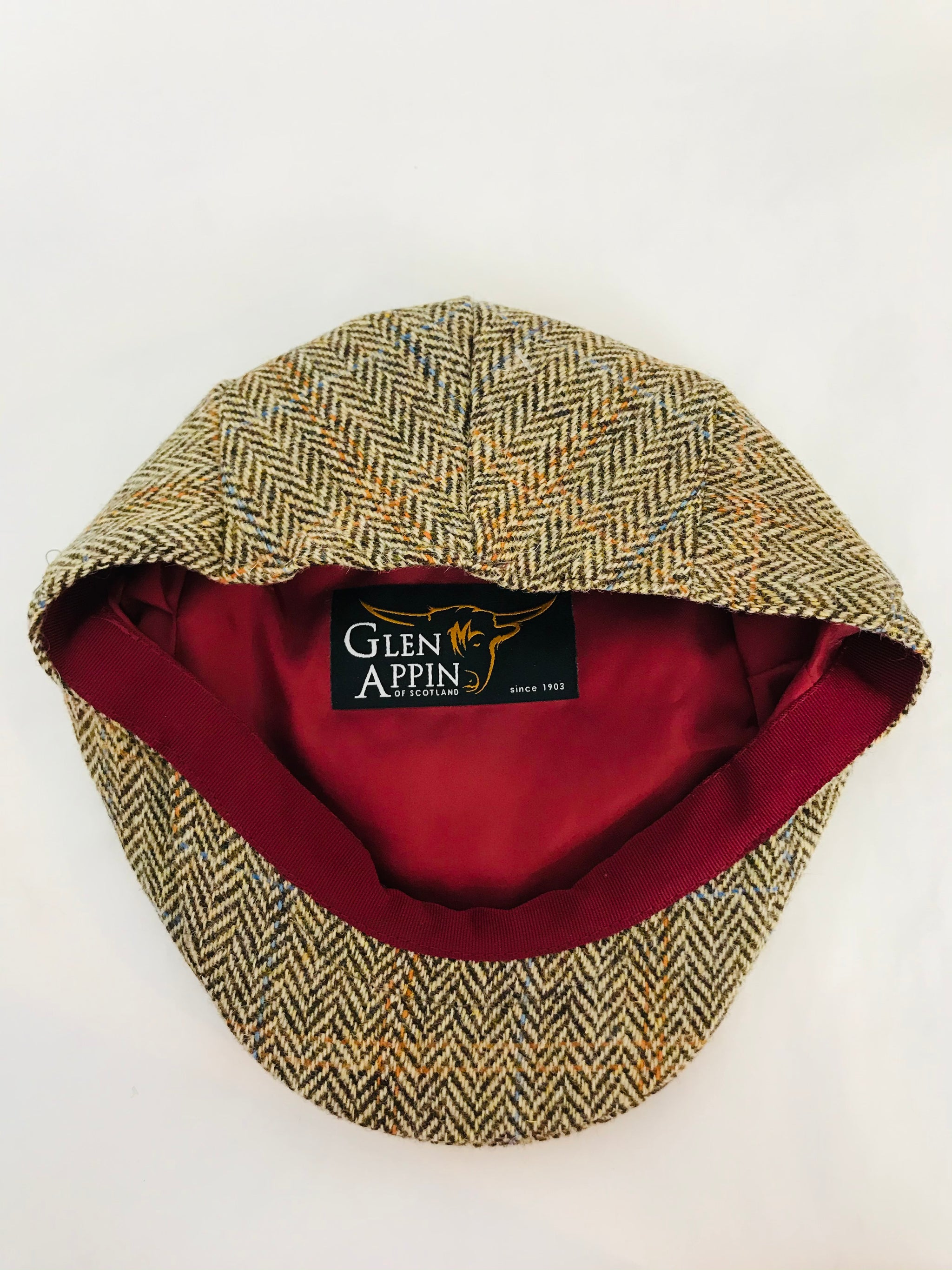 Glen Appin Harris Tweed Wool Flat Cap Hat XXL Brown ReThread