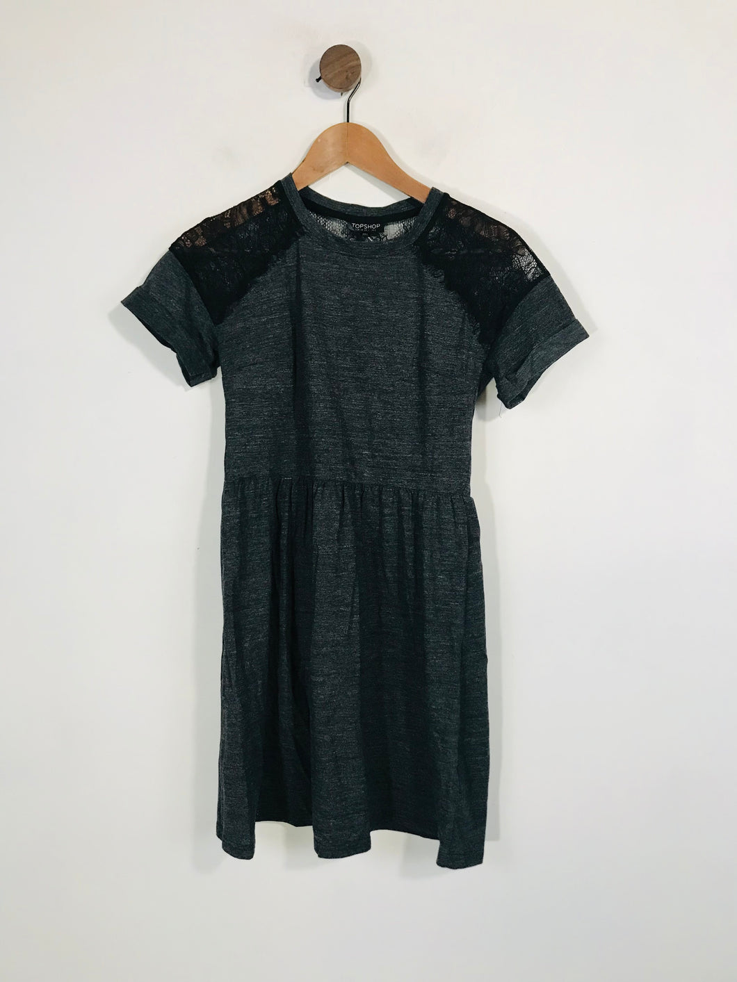 Topshop Women's Cotton Lace A-Line Dress | UK6 | Grey