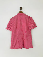 Load image into Gallery viewer, Thomas Pink Women&#39;s Striped Ruffle Button-Up Shirt | UK14 | Pink
