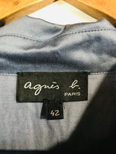Load image into Gallery viewer, Agnes B Paris Women&#39;s Ruffle Button-Up Shirt | EU42 UK14 | Blue
