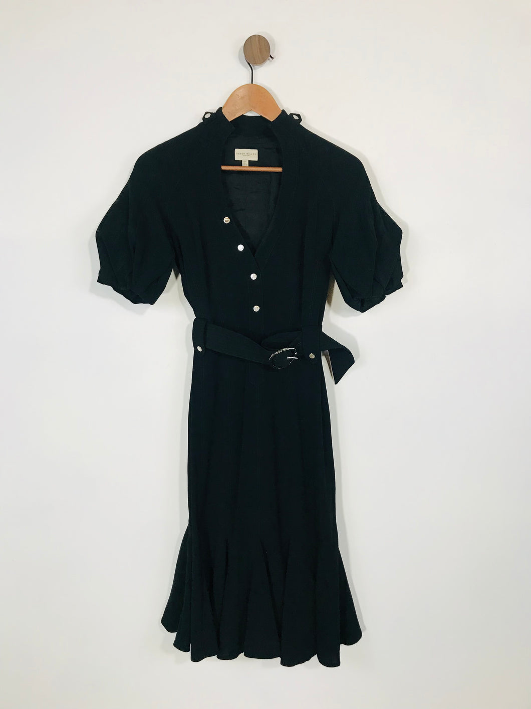 Karen Millen Women's V-neck belted Midi Dress | UK8 | Black