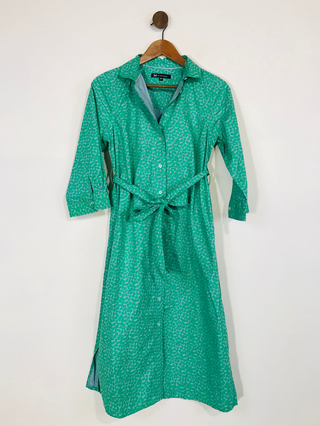 Crew Clothing Company Women's Patterned Midi Shirt Dress | UK10 | Green