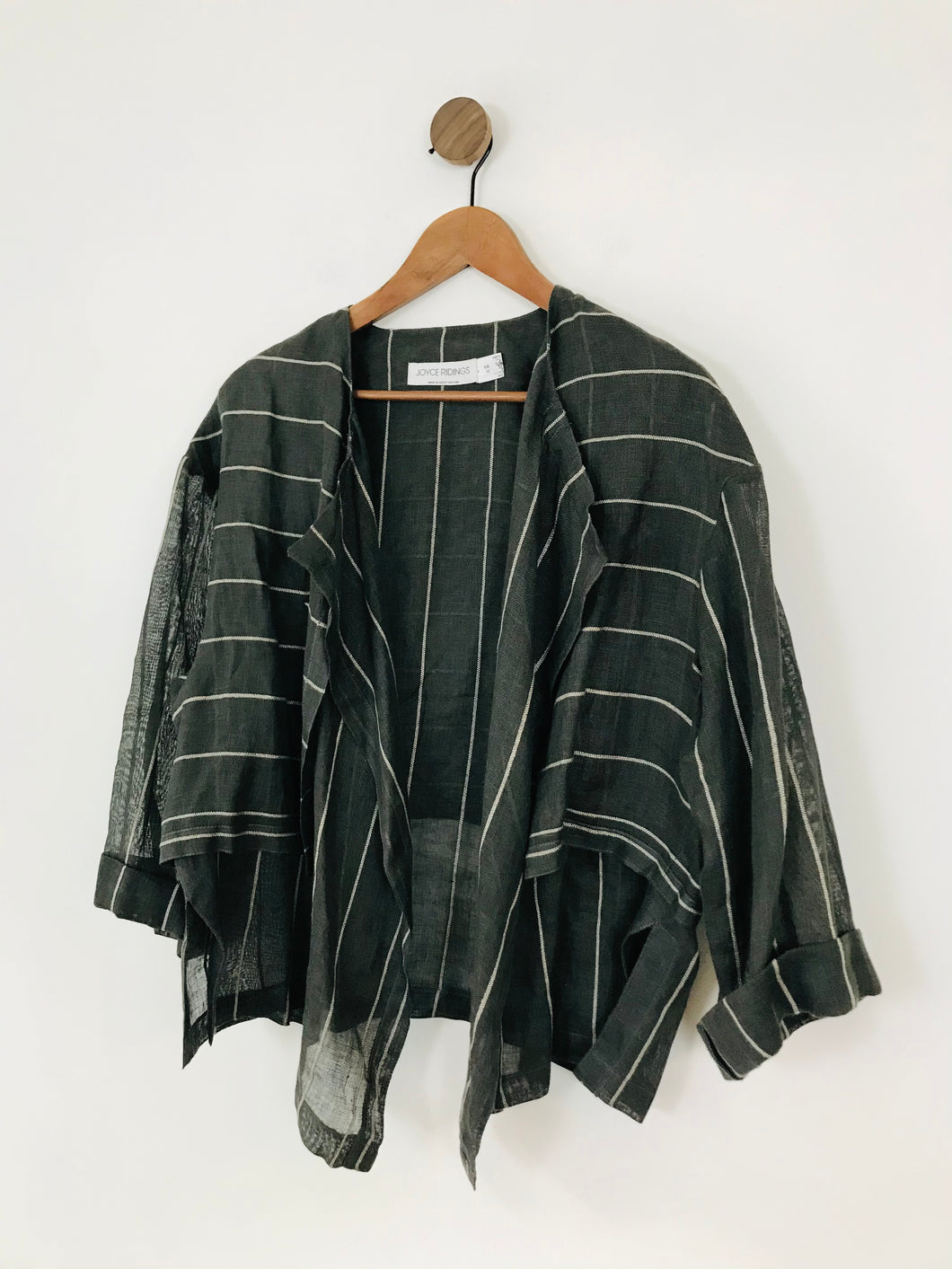 Joyce Ridings Women's Stripe Linen Jacket | UK12 | Grey