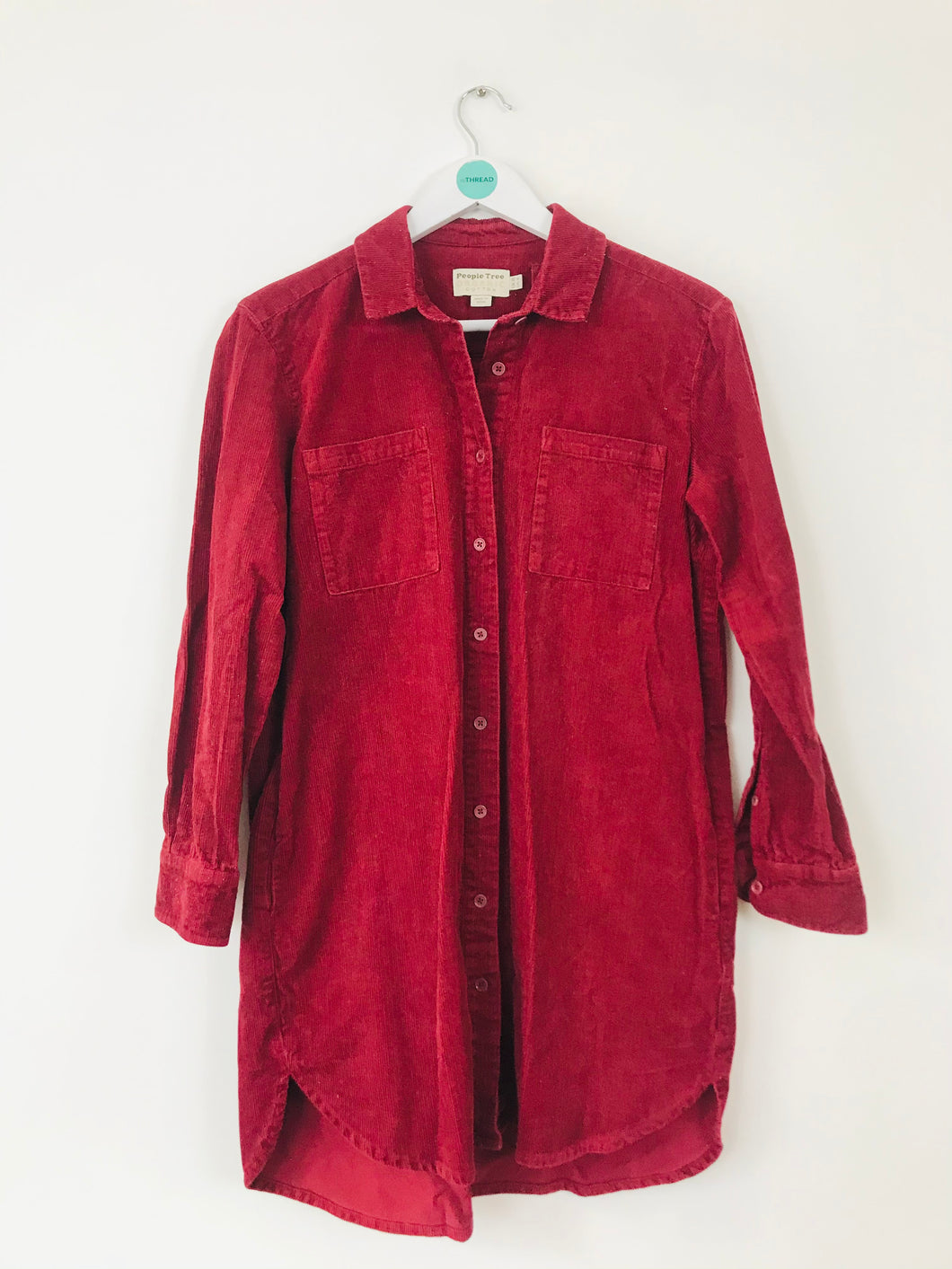 People Tree Women’s Corduroy Shirt Dress | UK10 | Red