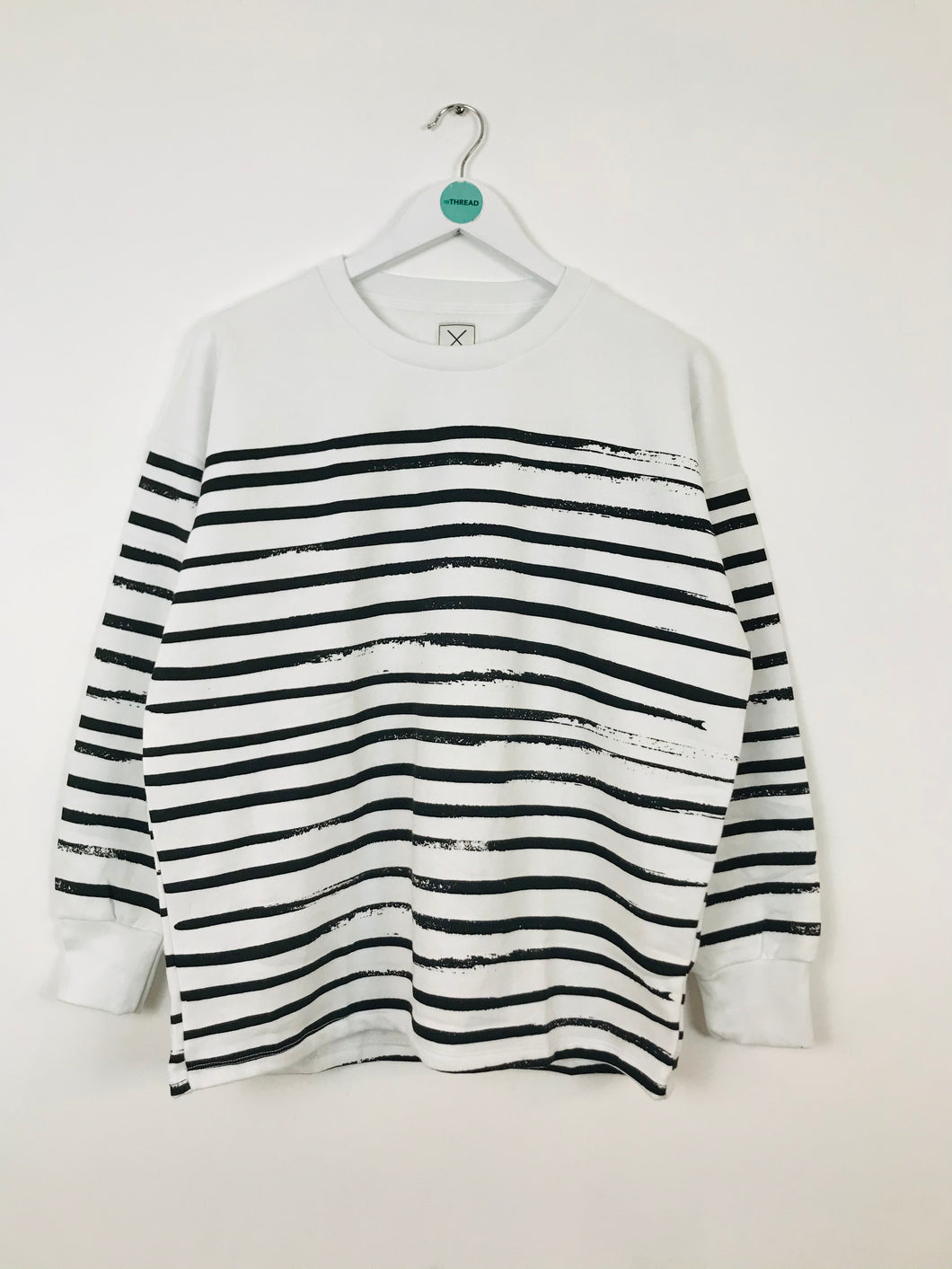 Each Other Womens Stripe Oversized Jumper | UK12 | White and black