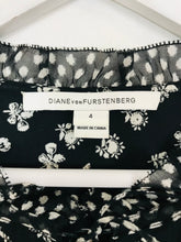 Load image into Gallery viewer, Diane Von Furstenberg Women’s Silk Ruffle Floral Dress | 4 UK8 | Black
