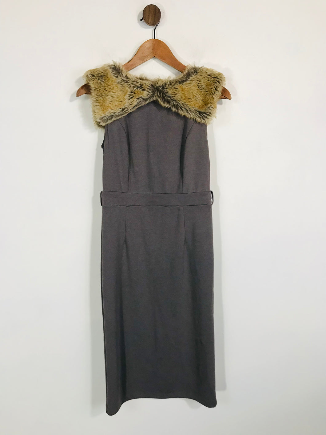 Myleen Klass Women's Fur collar Bodycon Dress | UK8 | Brown