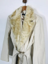 Load image into Gallery viewer, French Connection Women&#39;s Faux Fur Wool Overcoat Coat | UK16 | Beige
