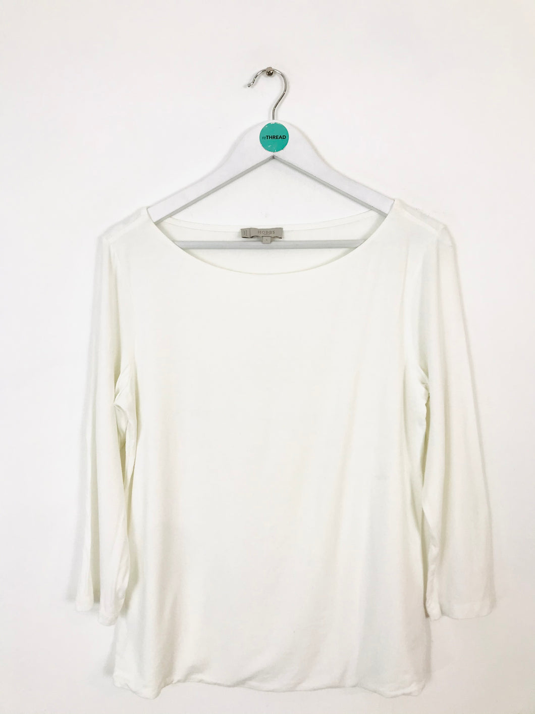 Hobbs Women’s Wide Neck Long Sleeve T-Shirt Top | L | White