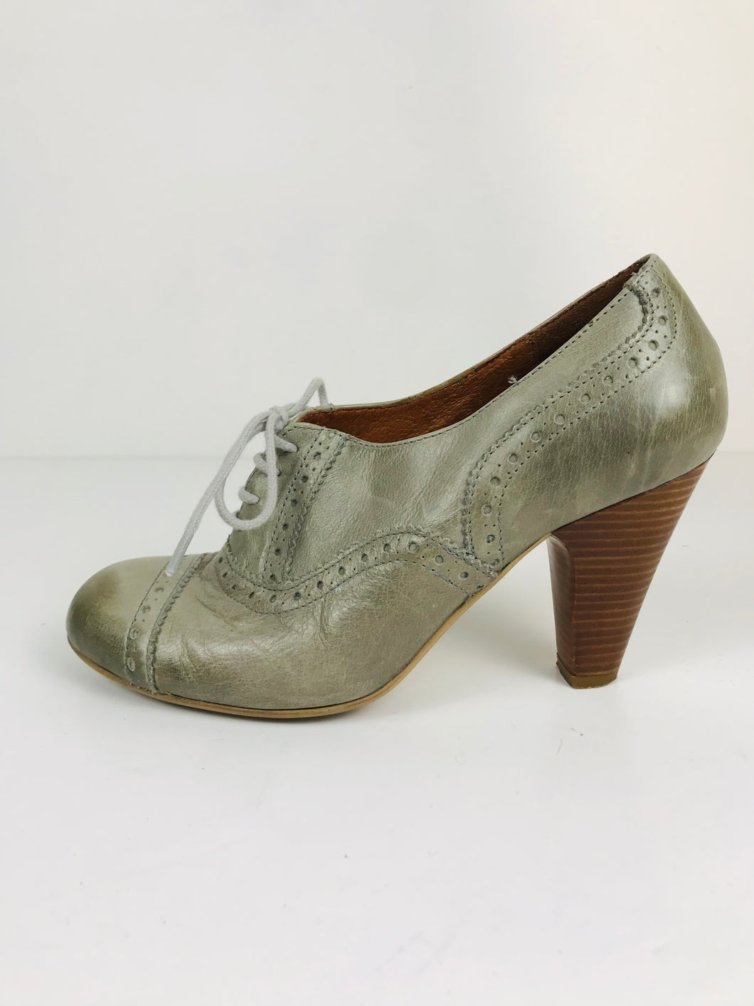 Office Women's Leather Brogue Loafer Heels | EU38 UK5 | Green