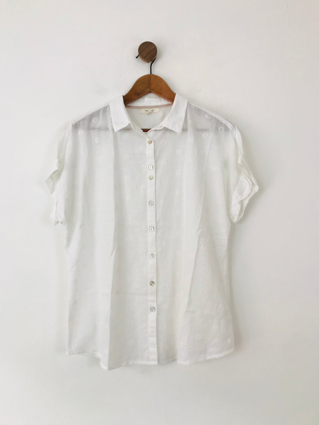 White Stuff Women's Embroidered Button Up Blouse  | UK16 | White