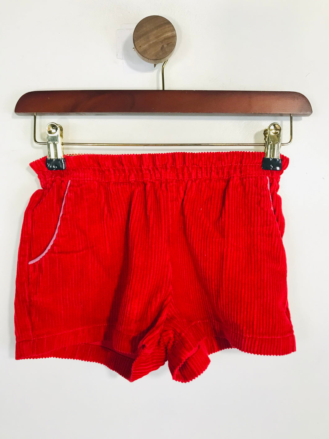 Mini Boden Kid's Corduroy High Waist Hot Pants Shorts | 4 Years 104cm | Red