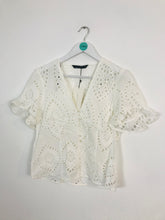 Load image into Gallery viewer, Zara Women’s Lace Short Sleeve Blouse NWT | M UK10-12 | White
