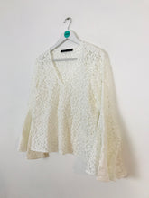 Load image into Gallery viewer, Zara Women’s Floral Lace Flare Sleeve Top Blouse | M | White
