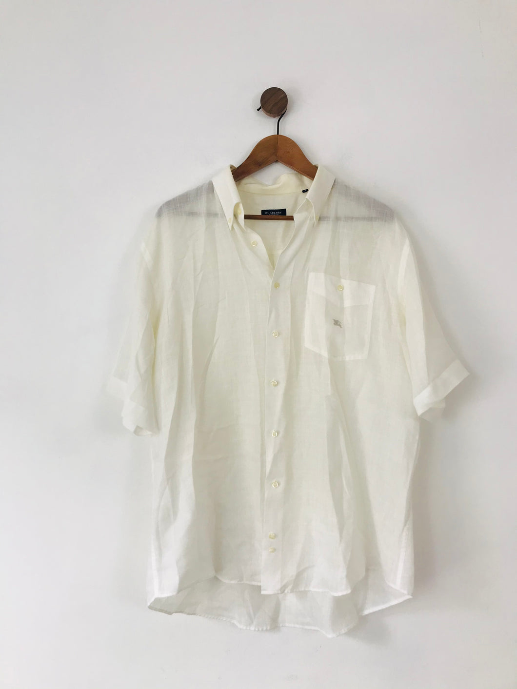 Burberry Men’s Lightweight Short Sleeve Collared Shirt | 5 XL | White