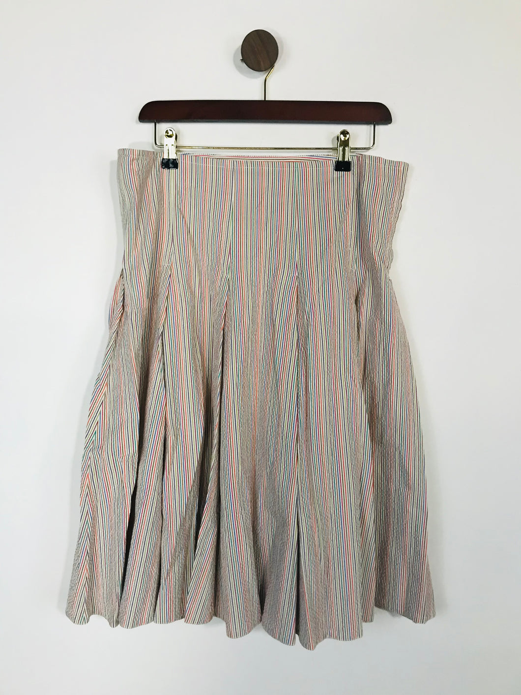 Brora Women's Cotton Striped A-Line Skirt | UK12 | Multicolour