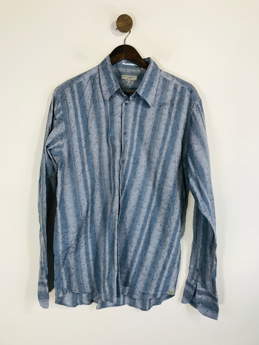 Ted Baker Men's Floral Button-Up Shirt | 5 | Blue
