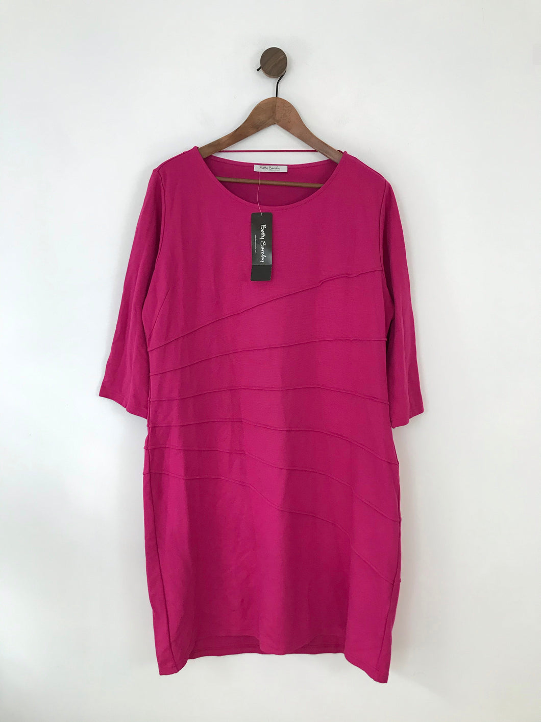 Betty Barclay Women's Pleated Front Jersey Shift Dress NWT | UK22 | Pink