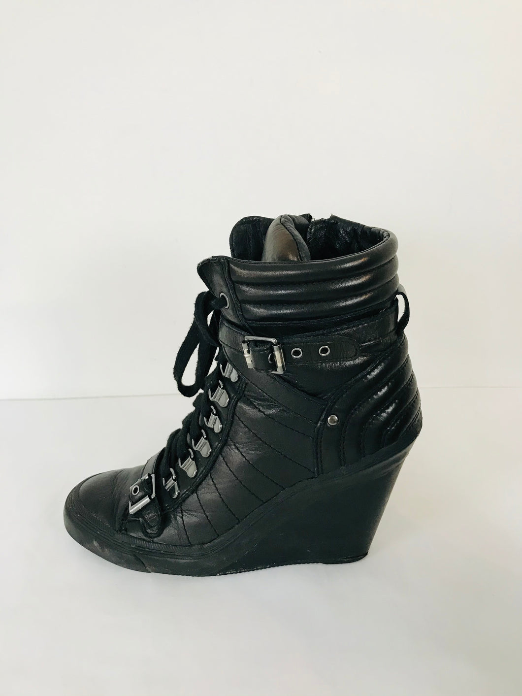 Ash Women’s Lace-Up Wedge High Top Trainers | 37 UK4 | Black