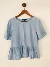 Load image into Gallery viewer, French Connection Women&#39;s Oversized Frill Blouse Top | UK10 | Blue
