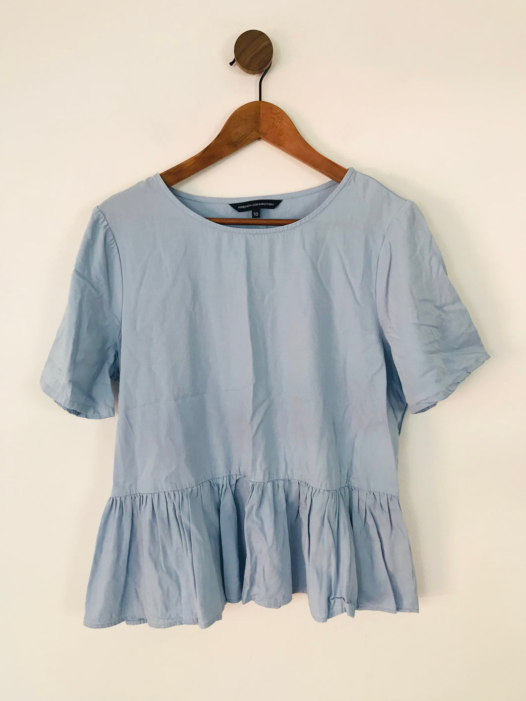 French Connection Women's Oversized Frill Blouse Top | UK10 | Blue