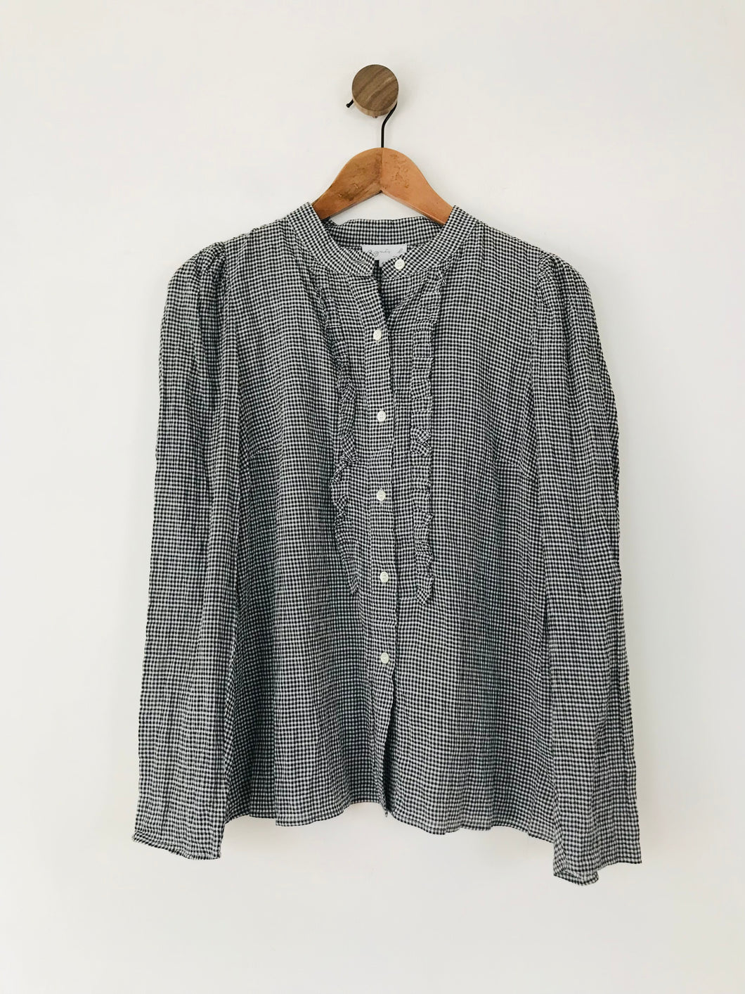 Agnes B Women's Check Ruffle Button-Up Shirt | 40 UK12 | Black