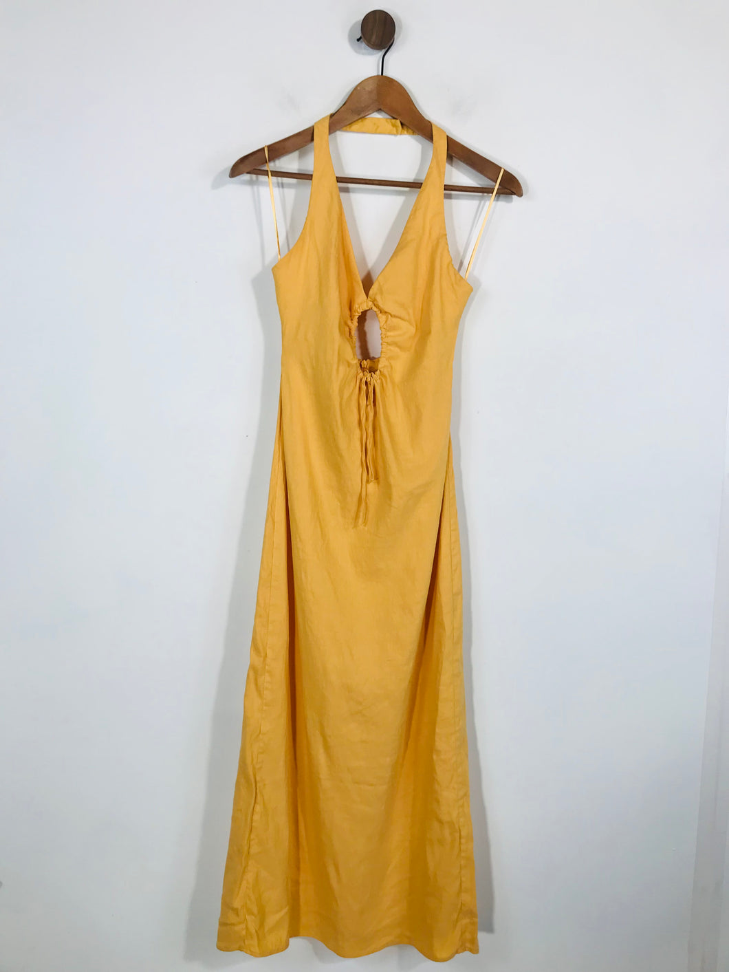 Zara Women's Boho Halter Neck Midi Dress | S UK8 | Yellow