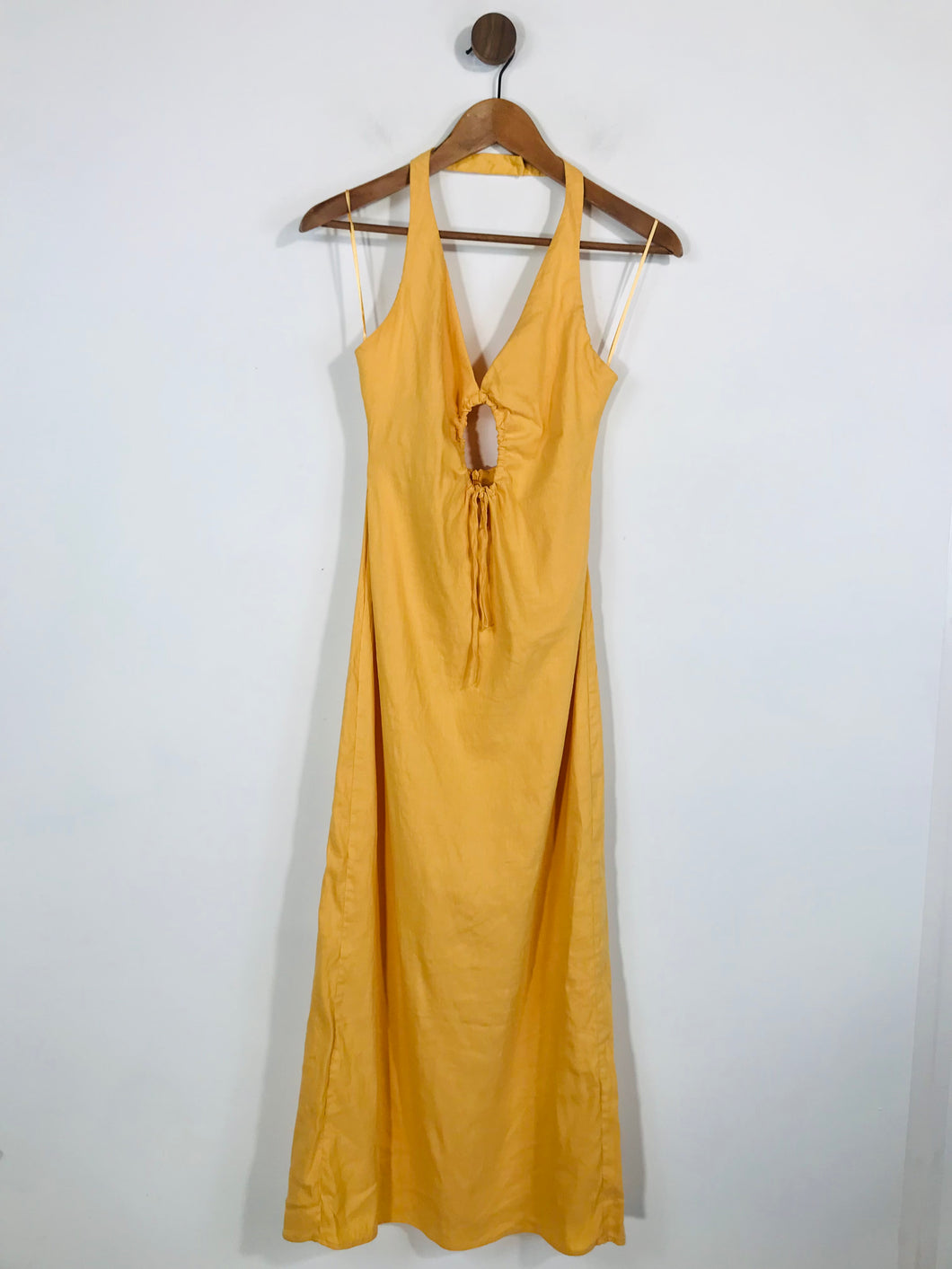 Zara Women's Boho Halter Neck Midi Dress | S UK8 | Yellow ReThread Zara Women's Boho Halter Neck Midi Dress | S UK8 | Yellow ReThread