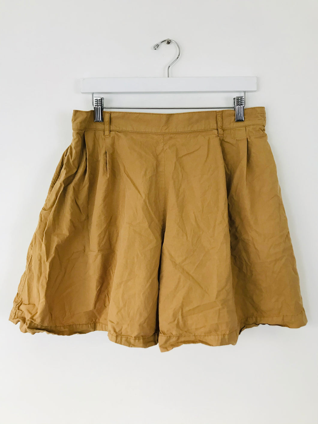 MHL Margaret Howell Wide Leg Flared Pleated Shorts | L | Brown