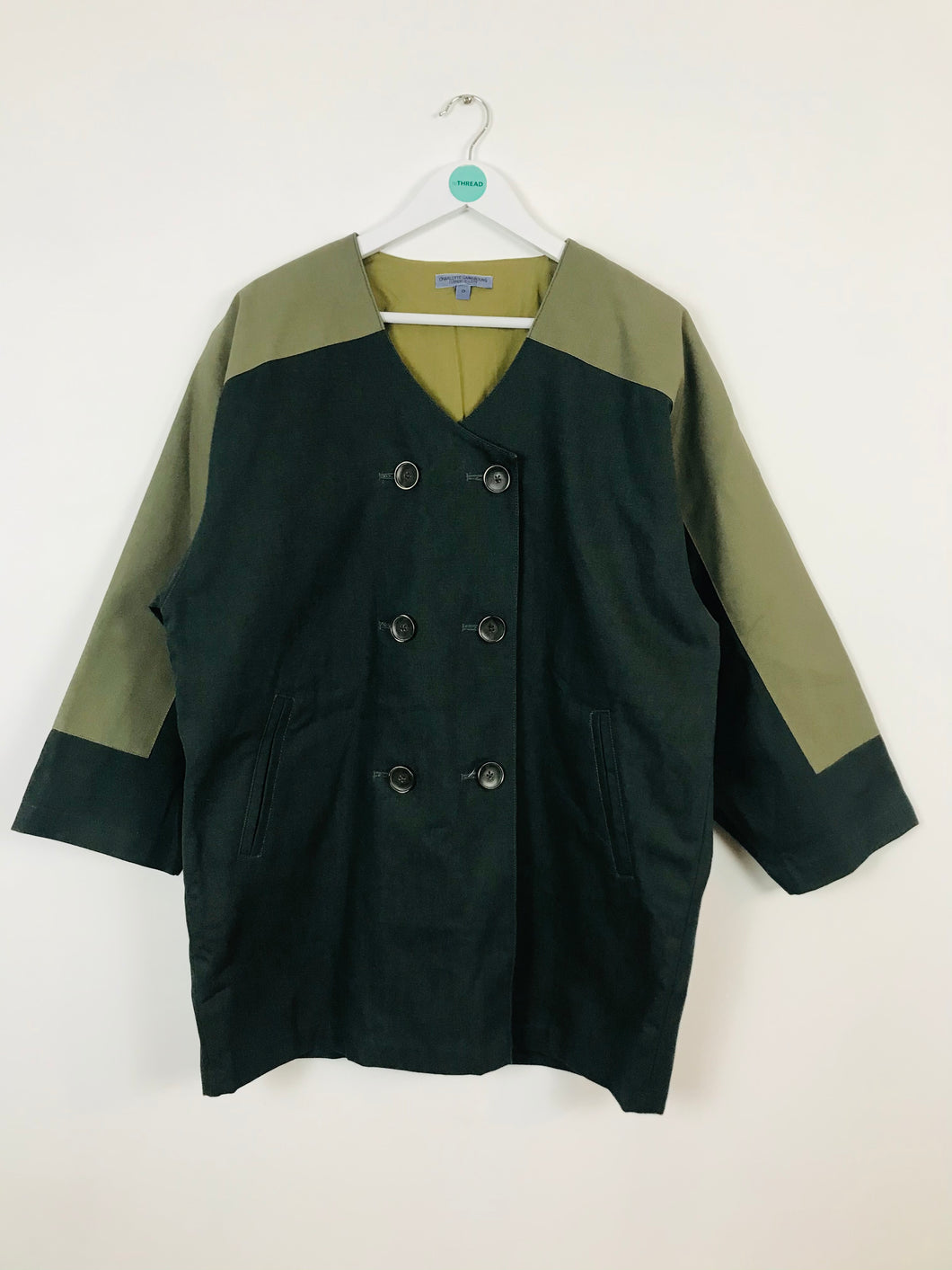 Current/Elliott Womens Oversized Collarless Overcoat | UK8-10 | Green