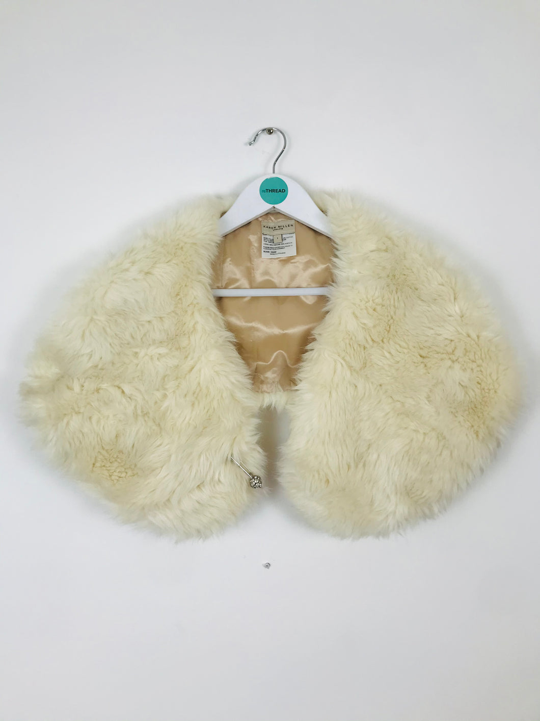 Karen Millen Faux Fur Shrug Shawl | Size 1 | Cream