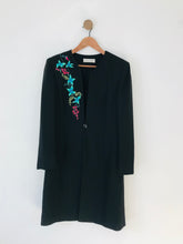 Load image into Gallery viewer, Jacques Vert Women&#39;s Floral Embroidered Long Overcoat | UK10 | Black
