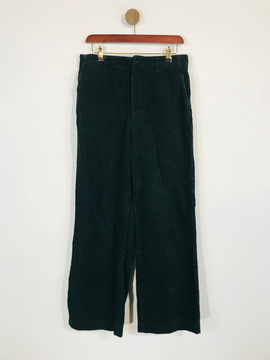 Uniqlo Women's Cotton High Waist Corduroy Trousers | 29 UK10-12 | Green