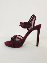 Load image into Gallery viewer, Zara Women’s Mesh Strap Sandal Heels | 38 UK5 | Burgundy Red
