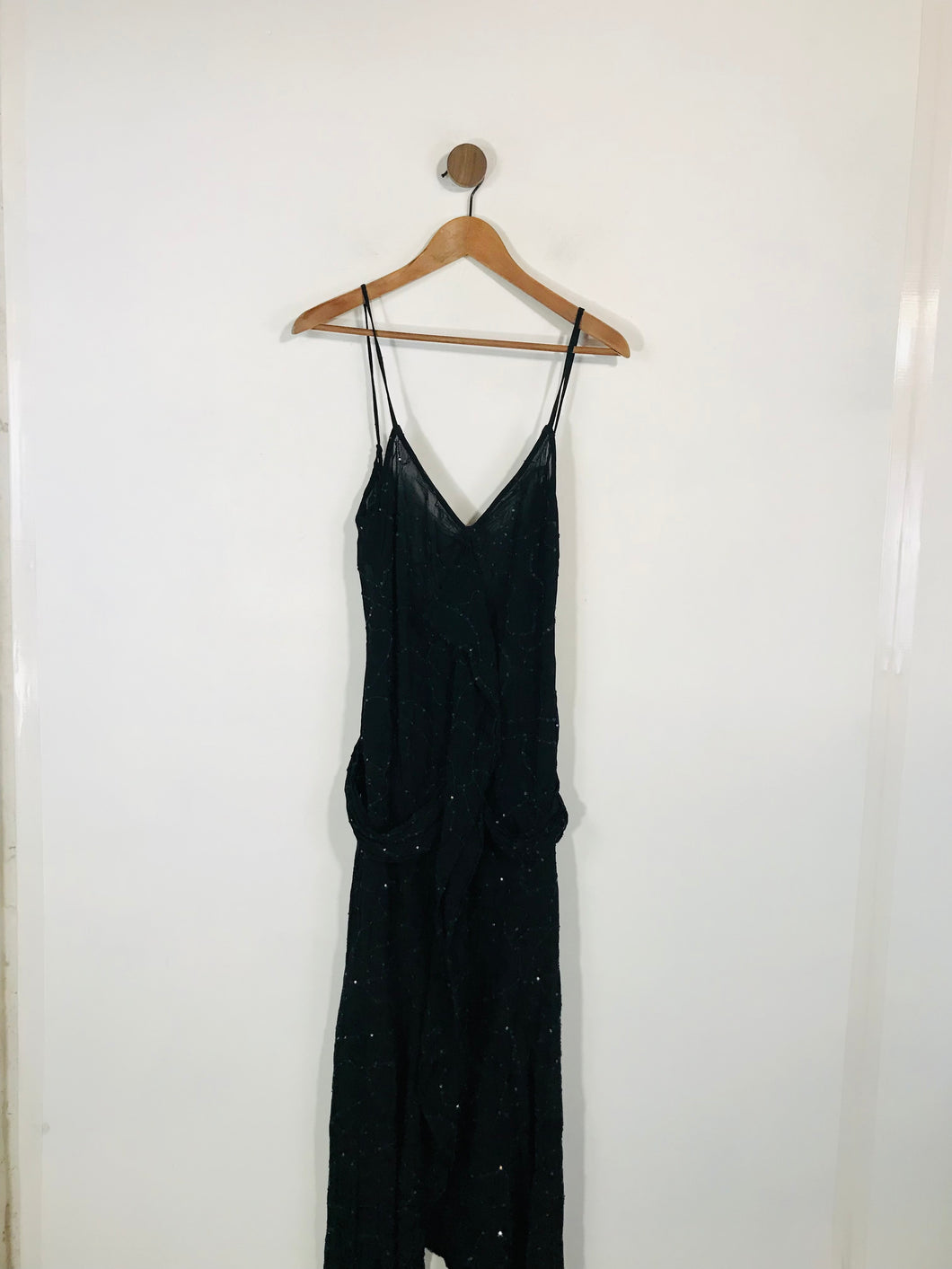 Ghost Women's Sequin Sheer Midi Dress | UK12 | Black