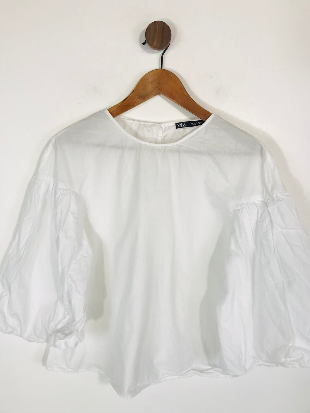 Zara Women's Cotton Balloon sleeve Blouse | S UK8 | White