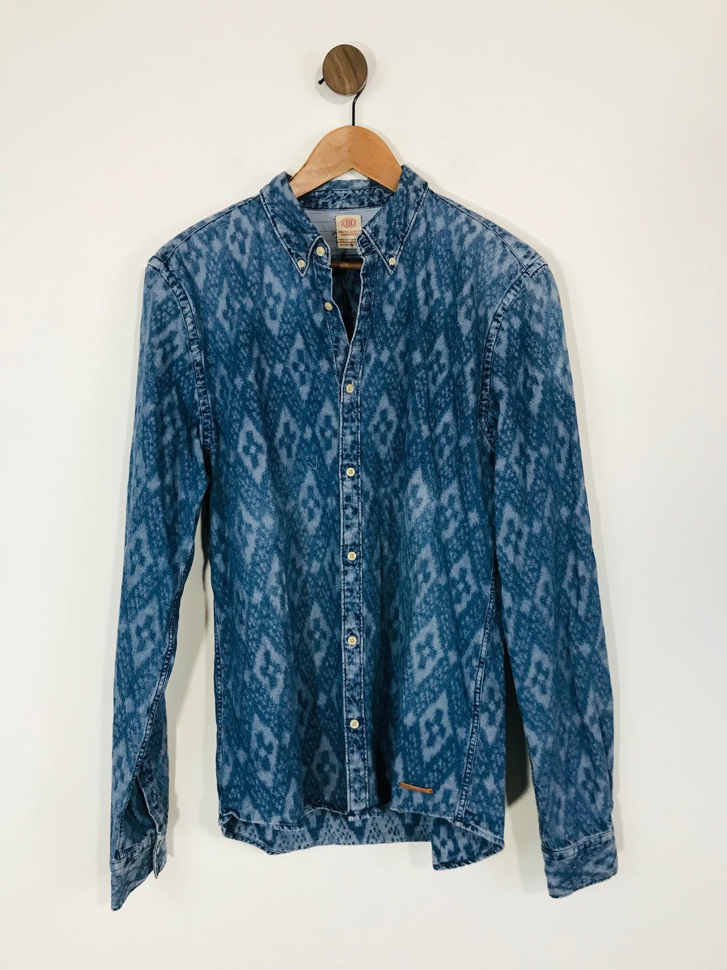 Scotch & Soda Men's Denim Jacquard Button-Up Shirt | L | Blue