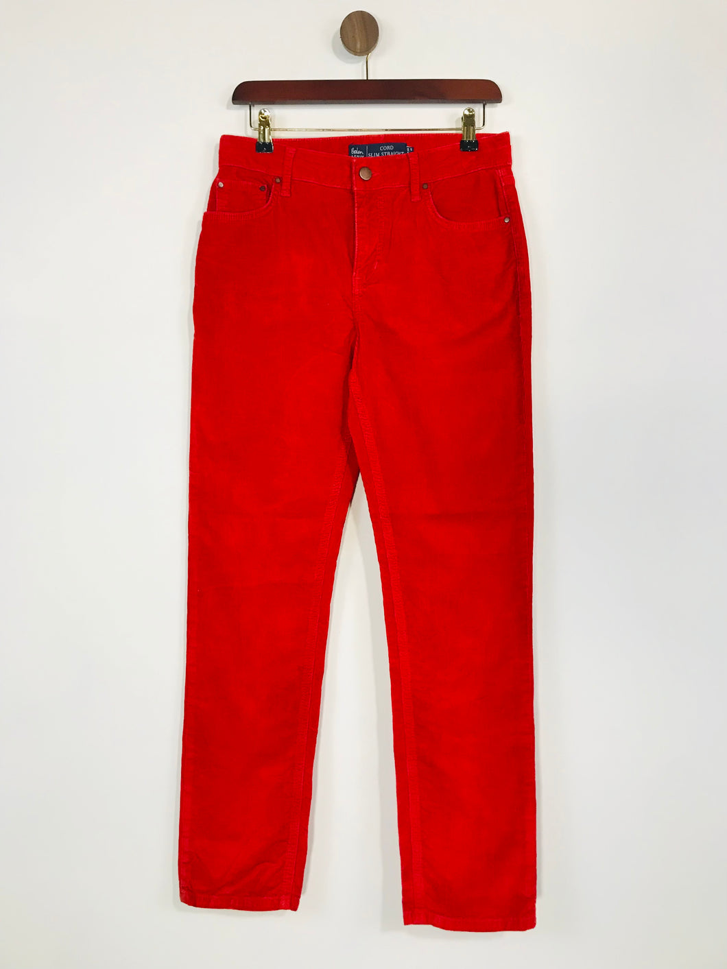Boden Women's Slim Straight Corduroy Trousers | UK10 | Red