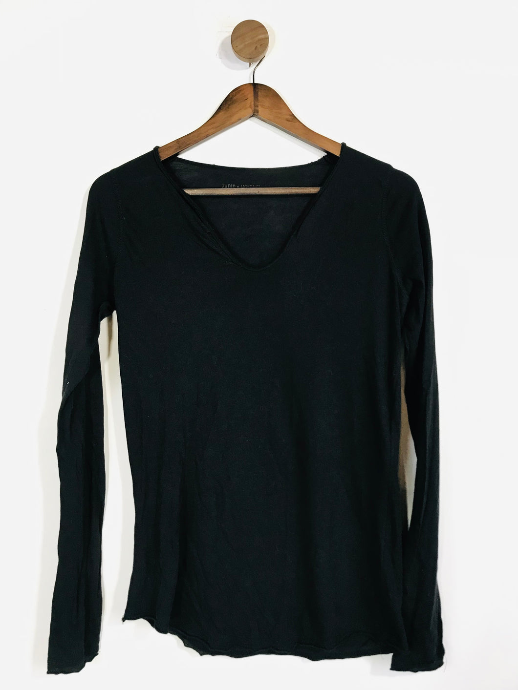 Zadig & Voltaire Women's Long Sleeve V-Neck T-Shirt | XS UK6-8 | Black