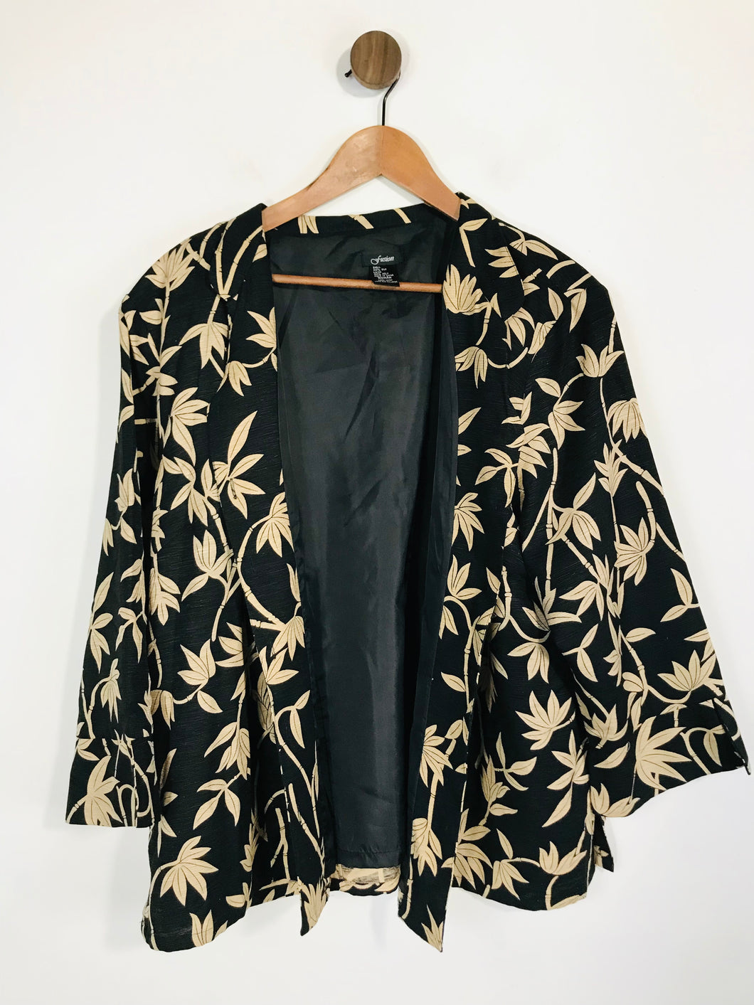 Fusion Women's Silk Floral Blazer Jacket | UK3X | Black