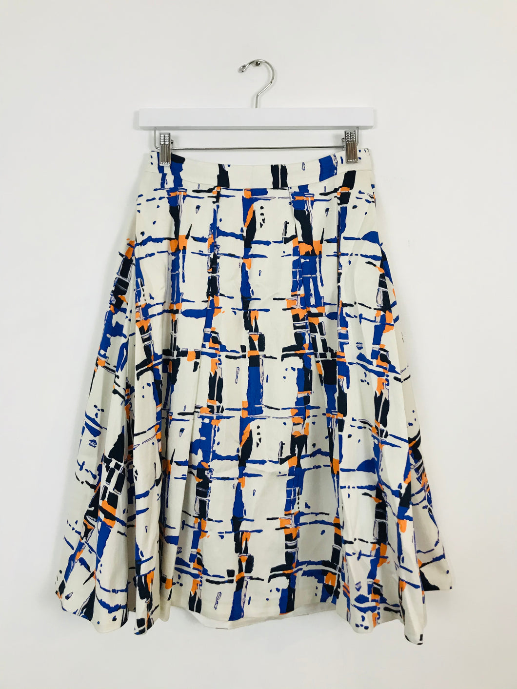 L.K.Bennett Women’s Silk Pleated Midi Skirt | UK10 | White Multi