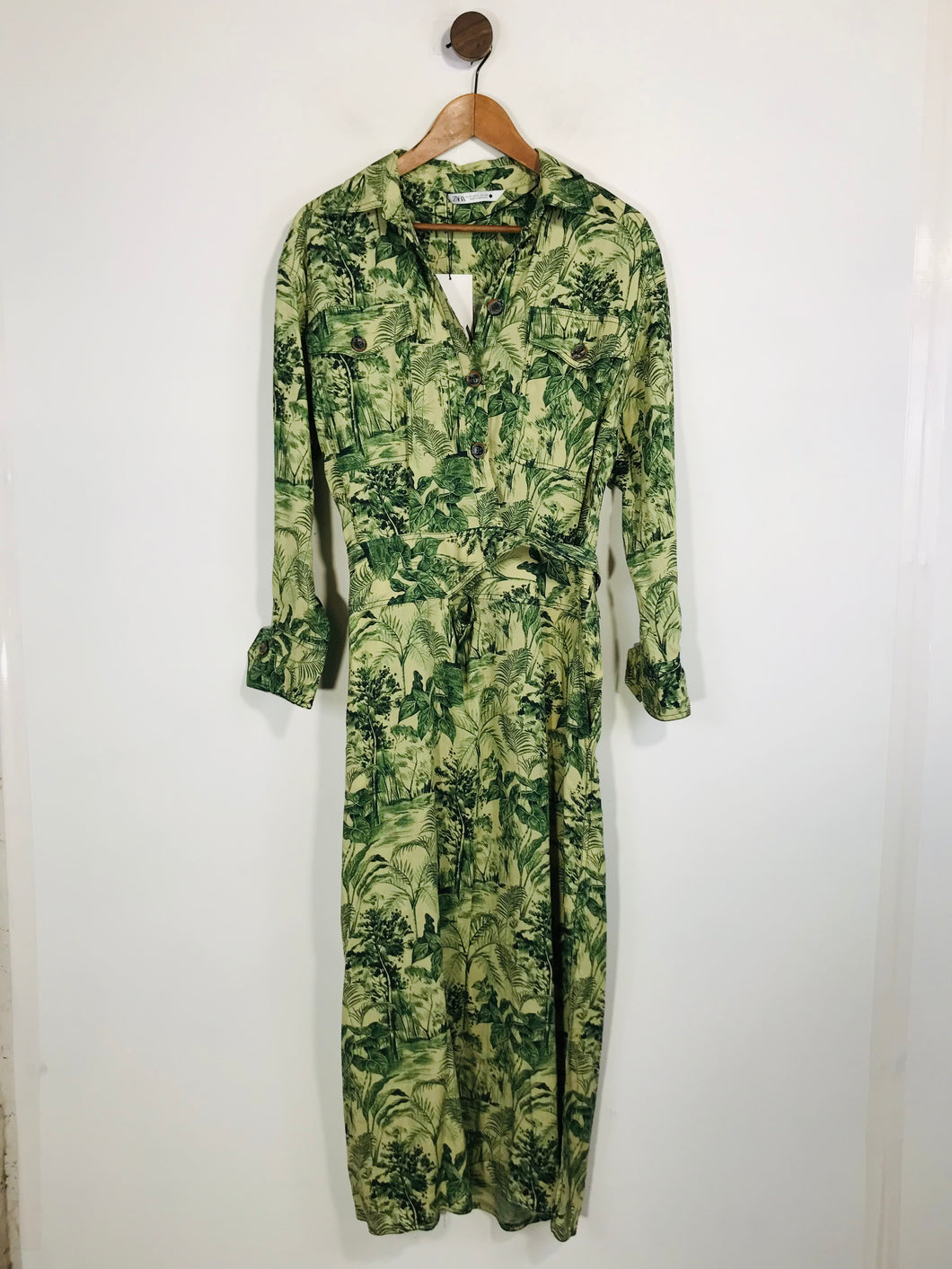 Zara Women's Floral Long Sleeve Maxi Dress NWT | M UK10-12 | Green