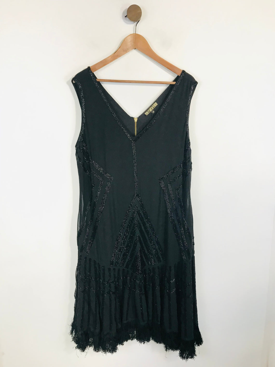 Biba Women's Sequin Flapper Shift Dress | UK18 | Black